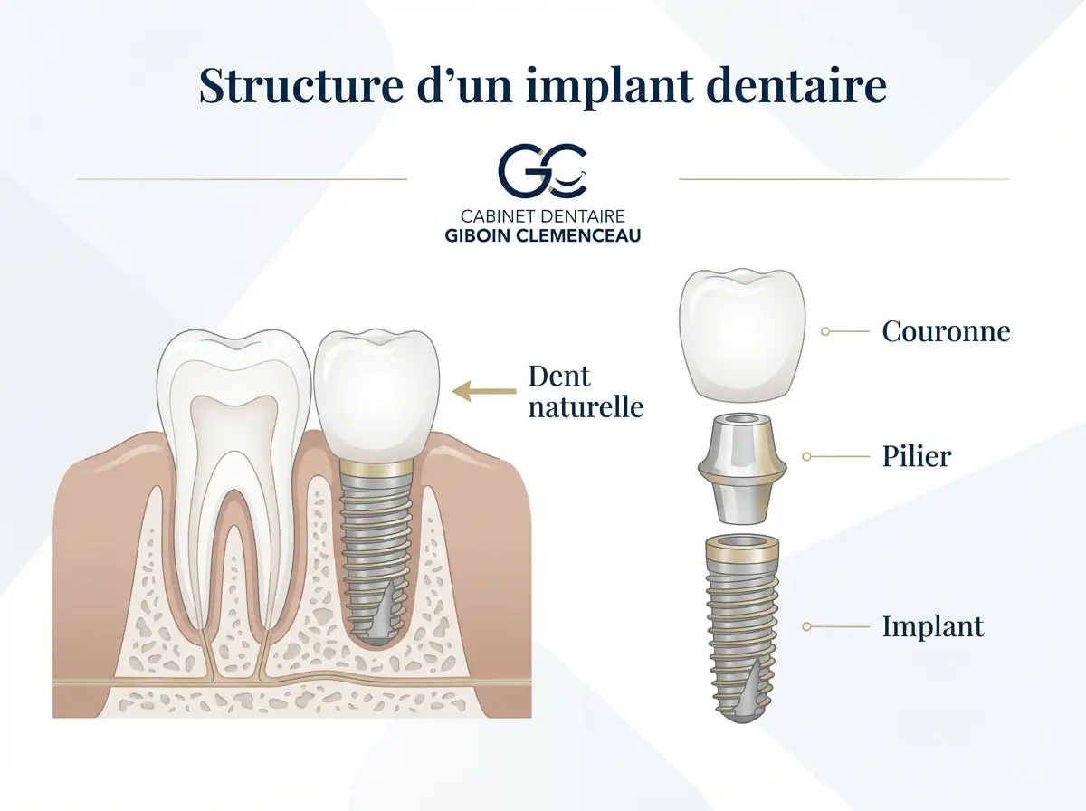 schema structure implant dentaire