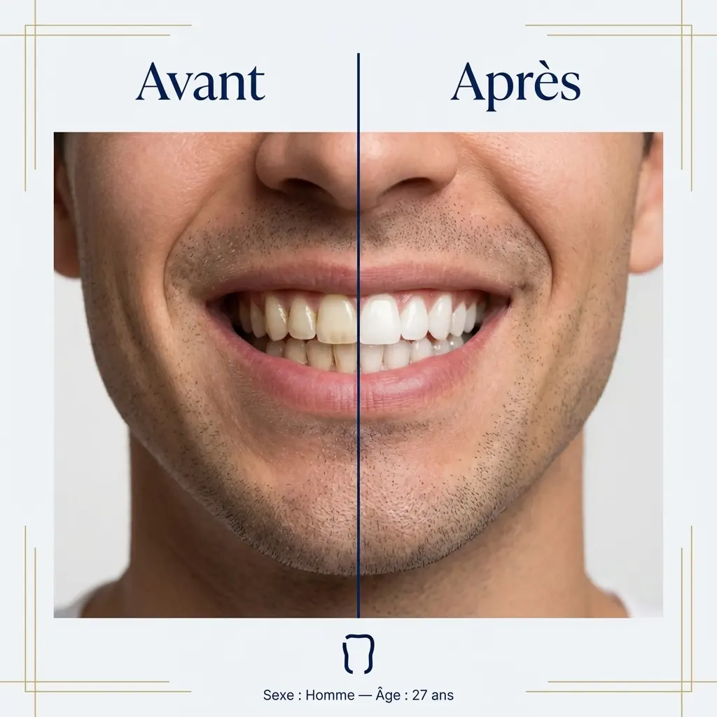 blanchiment dentaire avant apres homme 27ans