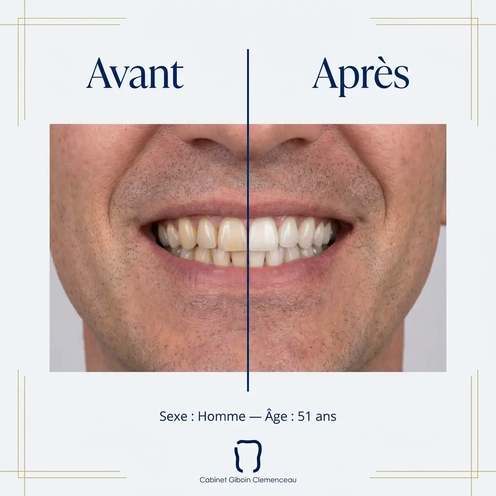 blanchiment dentaire avant apres homme 51ans
